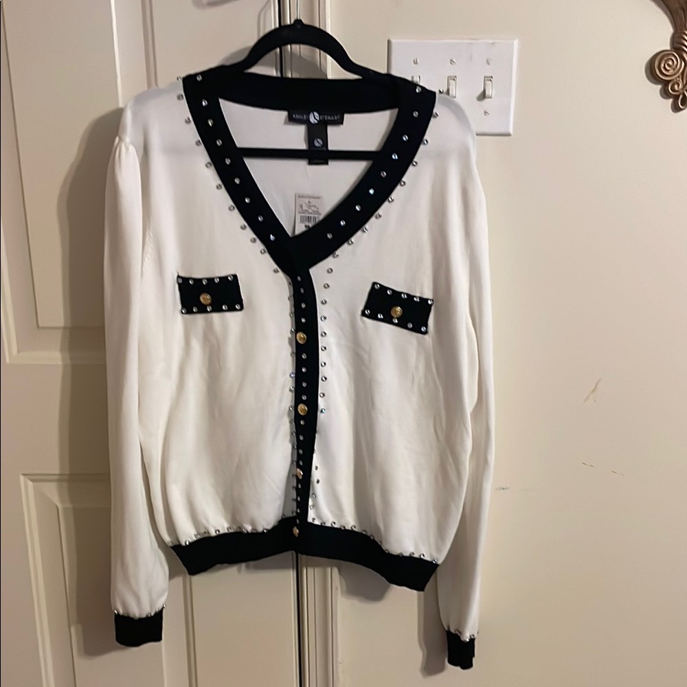 Black and White Studded Cardigan